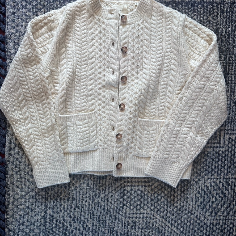 DOEN Marilene Ivory Cable Knit Cardigan Sweater